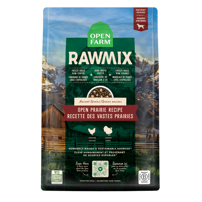 Open Farm RawMix Open Prairie Ancient Grains Dog Kibble, 20lbs