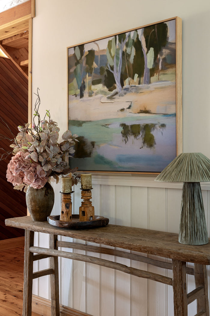 Ourea Raffia Table Lamp Green