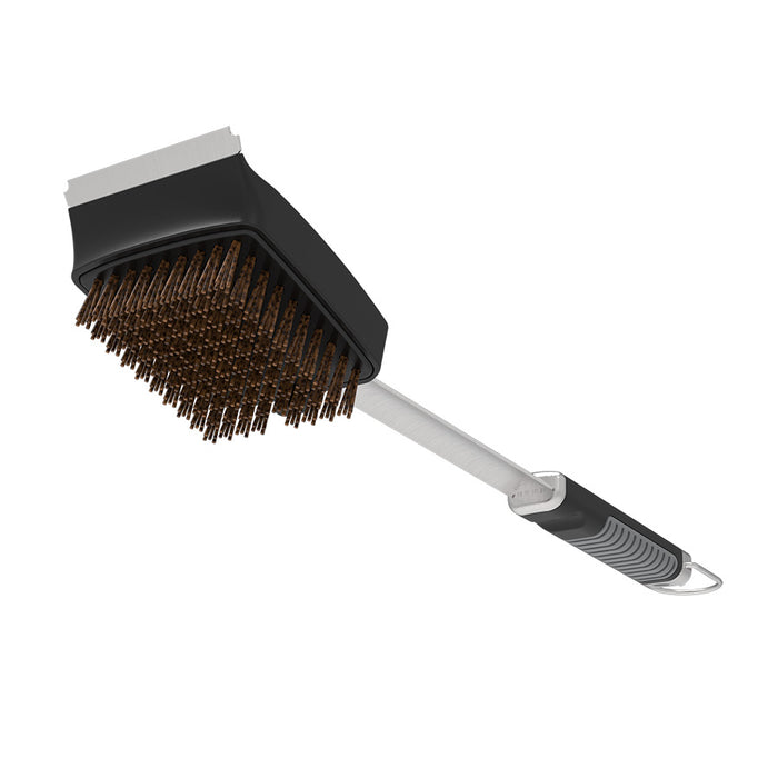 Pit Boss Palmyra Cleaning Brush and scraper for grills and smokers. Grey with Black handle and pit boss logo