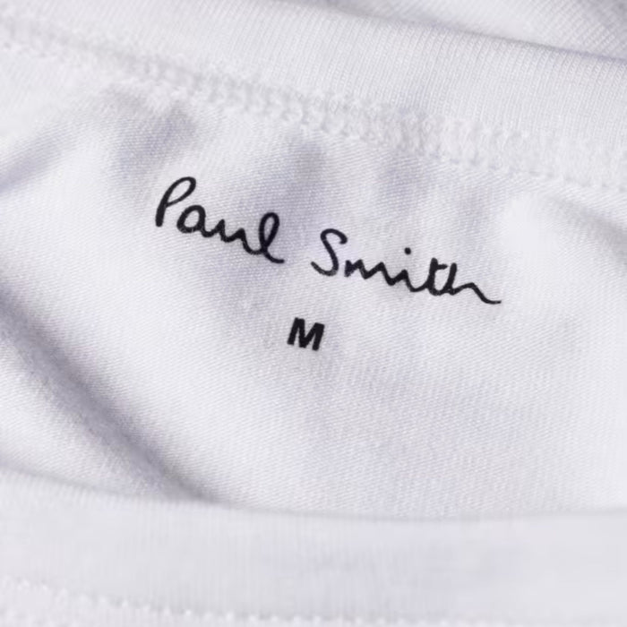 Close up of the Paul Smith 3-Pack of Men's White Modal Lounge T-Shirts.