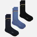 The Paul Smith 3-Pack Signature Stripe Mid-Calf Socks with Gold Logo by Paul Smith.