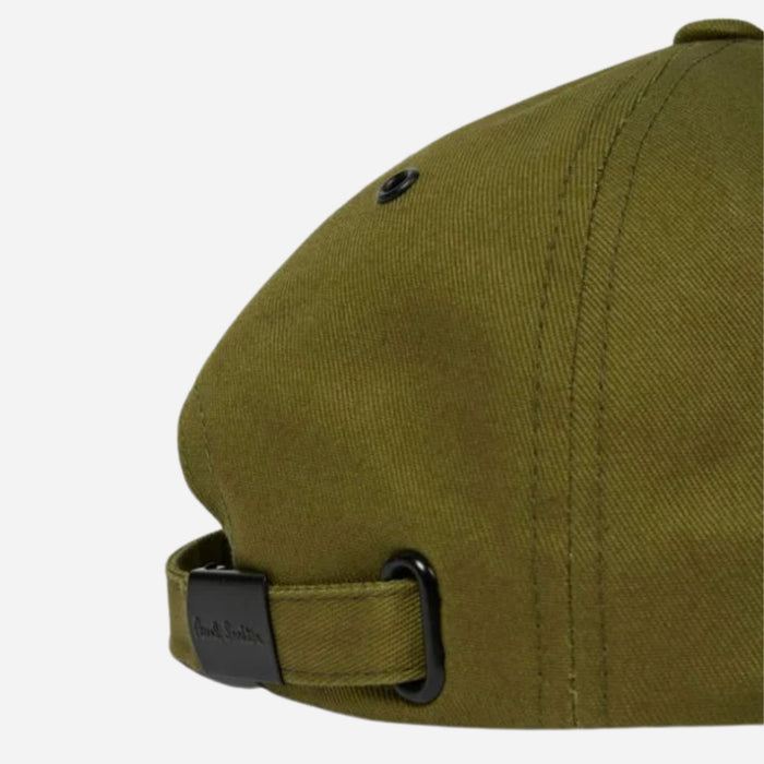 Back view of the Paul Smith Army Green Seasonal Cotton Cap with Signature Stripe Zebra Logo.