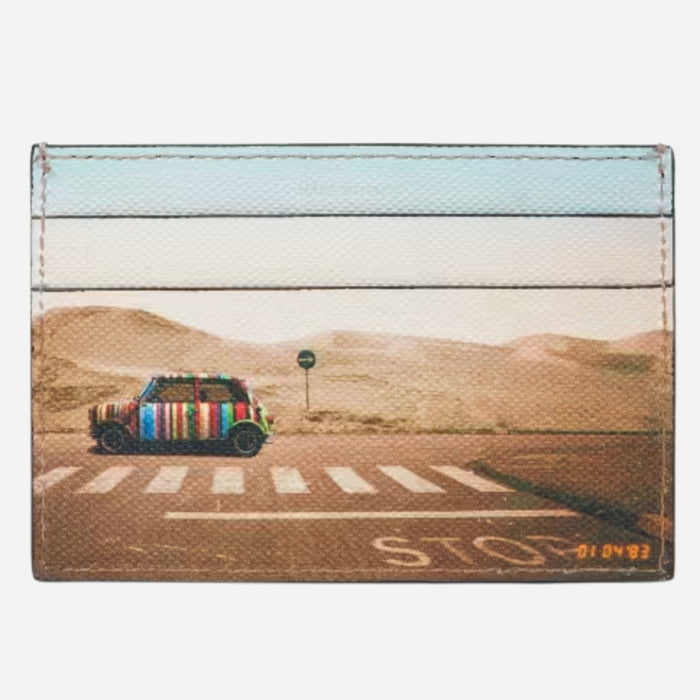The Paul Smith Black Leather Credit Card Holder with 'Desert Mini' Print by Paul Smith.