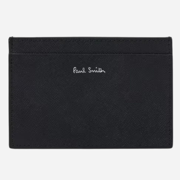 Back view of the Paul Smith Black Leather Credit Card Holder with 'Desert Mini' Print.