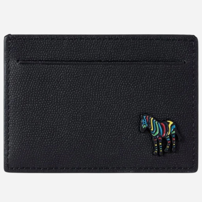 The Paul Smith Black Leather Credit Card Holder with Striped Zebra Logo by Paul Smith.