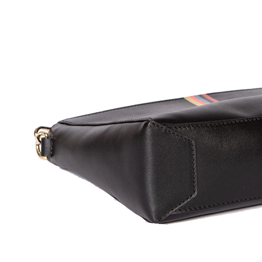 This Black Leather Wash Bag with Painted Stripe Detailing has been designed by Paul Smith.