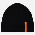 The Paul Smith Black Merino Wool Hat with Signature Stripe Edge by Paul Smith.