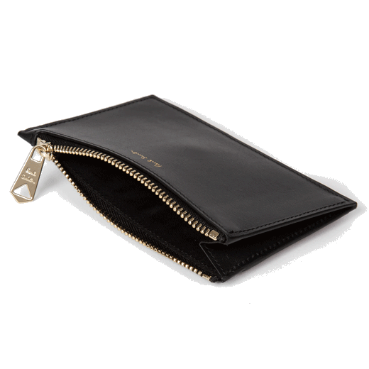 This Black 'Signature Stripe' Leather 4CC Zip Pouch by Paul Smith is great for storing a few credit cards and loose change.