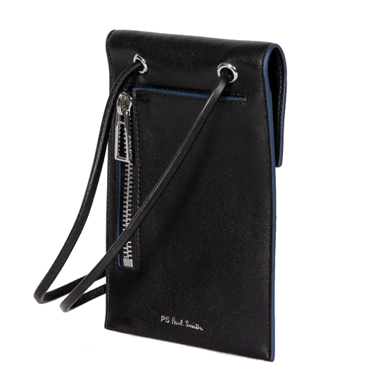 This Paul Smith Black Zebra Logo Neck Pouch features a matching leather neck strap.