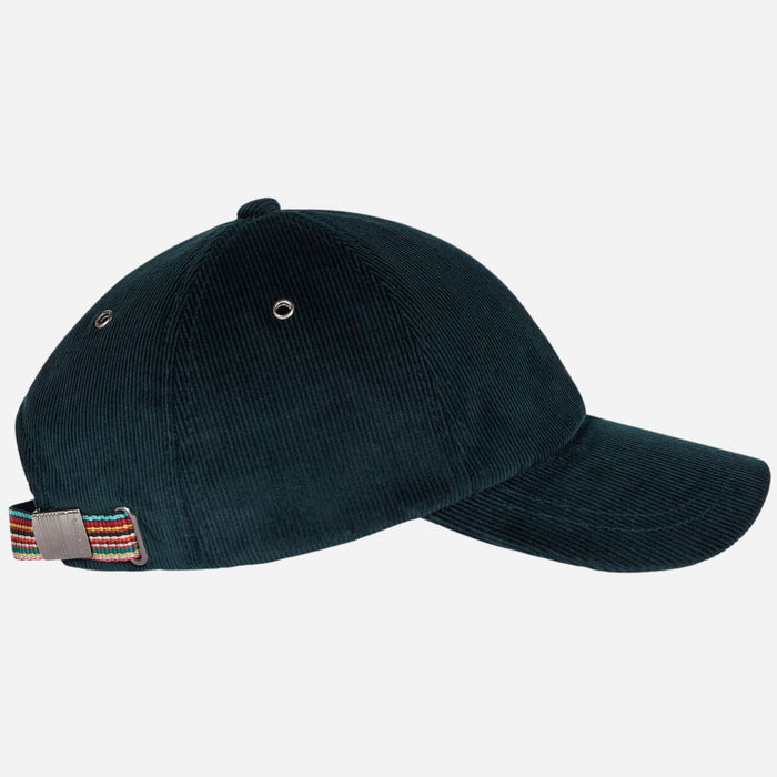 The Paul Smith Black Corduroy Cap with Signature Stripe Adjustable Strap by Paul Smith.