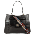 Paul Smith's Brown Double Leather 'Signature Stripe' Bag has a front pocket with a flap closure and the main compartment.