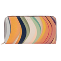 Paul Smith 'Dusky Swirl' Leather Large Zip-Around Purse has the brand signature on the front in gold foiling.