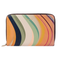 Paul Smith's 'Dusky Swirl' Leather Zip-Around Medium Purse has the swirl pattern with muted shades on the exterior and a burgundy leather on the inside.