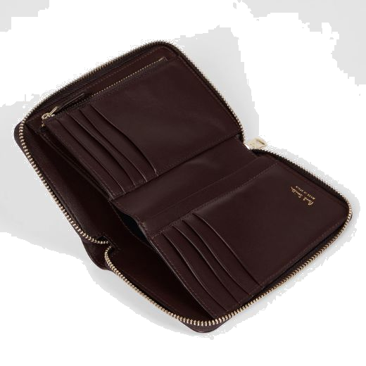 There is enough space for multiple credit cards, cash, and coins inside this Paul Smith 'Dusky Swirl' Leather Zip-Around Medium Purse that comes in a presentation box.
