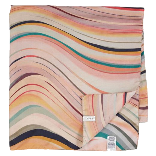 This Paul Smith Dusky Swirl Squared Silk Twill Scarf is made of luxurious Italian silk and can be worn in so many ways.