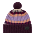 This Freya Stripe Knit Purple Lambswool Beanie Hat by Paul Smith has been made out of lambswool with a fleece pompom at the top.
