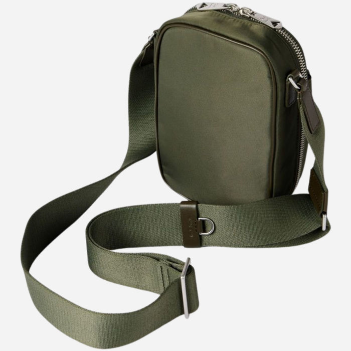 Back view of the Paul Smith Green Recycled Nylon Small Flight Bag with Signature Stripe Trims.