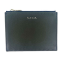 This Paul Smith Green Shadow Stripe 3CC Card Holder with Zip is made out of calf leather with a lamb leather trim and features gold hardware.
