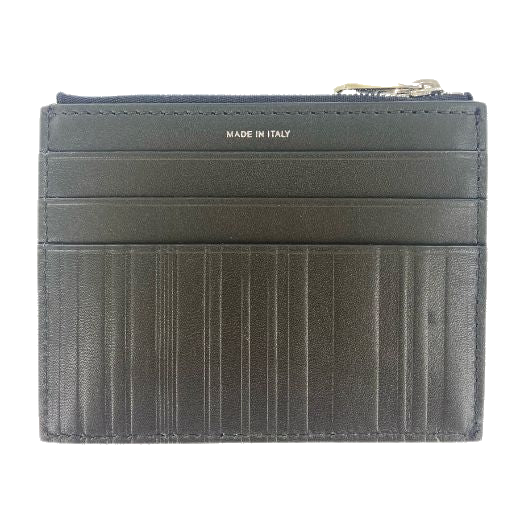 Paul Smith's Green Shadow Stripe 3CC Card Holder with Zip has 3 card slots on the reverse side with a zip pocket on the top for coins.