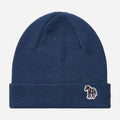The Paul Smith Grey Blue Wool Beanie with Signature Stripe Zebra Logo by Paul Smith.