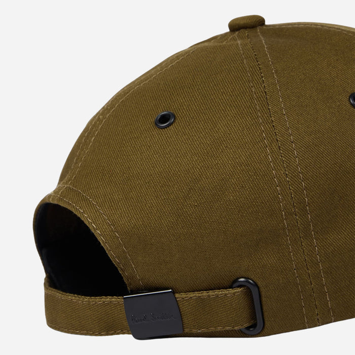 Back view of the Paul Smith Khaki Cotton Baseball Cap with Striped Zebra Logo.