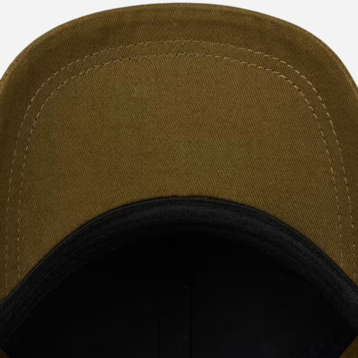 Underneath the peak of the Paul Smith Khaki Cotton Baseball Cap with Striped Zebra Logo.