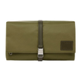 This Paul Smith Khaki Nylon & Leather Trim Wash Bag has a wrap around buckle closure to keep the bag secure.