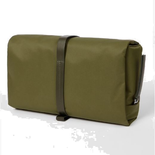 This Khaki Nylon & Leather Trim Wash Bag by Paul Smith is made out of nylon with cowhide leather trims.
