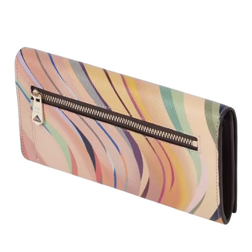 The Leather 'Dusky Swirl' Tri-fold Purse features a rear zip pocket.