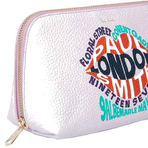 This Paul Smith London Print Pink Leather Make-Up Pouch has been lined with black fabric.