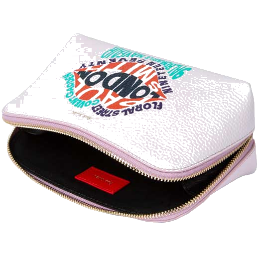 This Paul Smith London Print Pink Leather Make-Up Pouch has been foil embossed on the front.