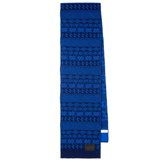 This is the Paul Smith Men's Navy Fair Isle Lambswool Scarf.