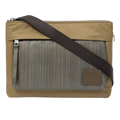 Paul smith's Men's 'Signature Stripe' Khaki Cross Body Bag is made out of nylon with a mesh panel on the front.