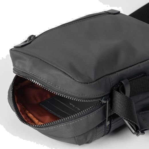 Paul Smith's Men's Slate Grey 'Shadow Stripe' Trim Flight Bag has a rust brown lining with card slots and a slip pocket so you can stay organised.