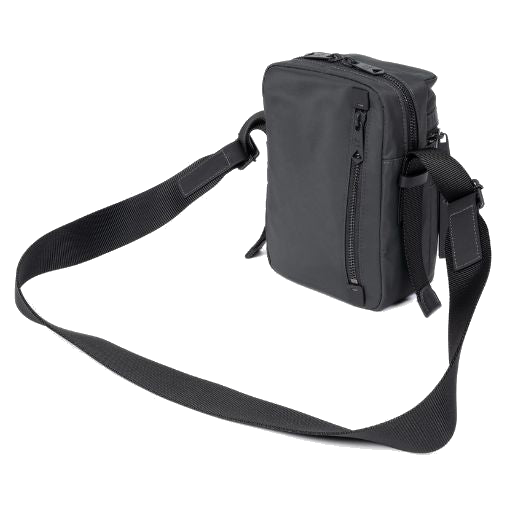 This Men's Slate Grey 'Shadow Stripe' Trim Flight Bag by Paul Smith has a side zip pocket on the rear.