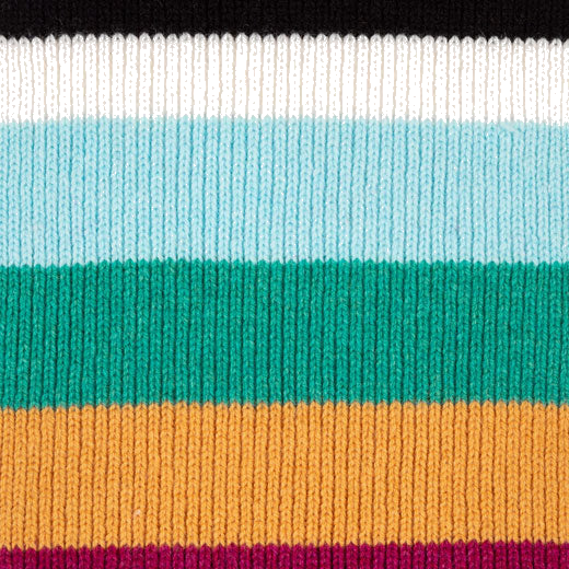 This Paul Smith Monochrome Stripe Knitted Wool Pom-Pom Scarf is dry clean only.