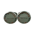 This pair of silver Paul Smith cufflinks come with the brand name around the outside in different colour lettering.