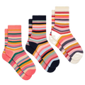 Paul Smith's Multicoloured Glitter 'Swirl Stripe' Socks 3Pack comes in a branded box with a clear window.