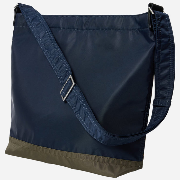 Back view of the Paul Smith Multistripe Recycled Nylon Adjustable Tote Bag with Signature Logo Patch.