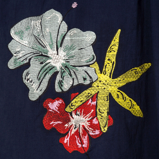 Navy Embroidered Cotton Tunic By Paul smith In 100% Cotton And Rounded Neck