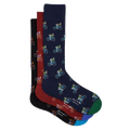 Paul Smith's Novelty Rabbit on Bike Men's Cotton Blend Socks 3Pack comes in three different colour ways and makes a fun gift for him.
