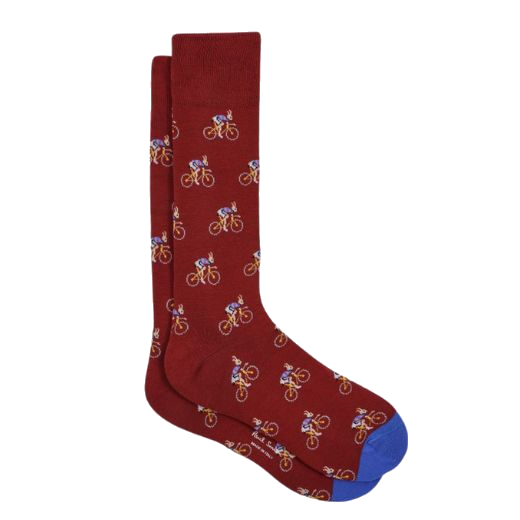This Paul Smith Novelty Rabbit on Bike Men's Cotton Blend Socks 3Pack has a clear window on the boxed packaging so you can see the design of the socks.
