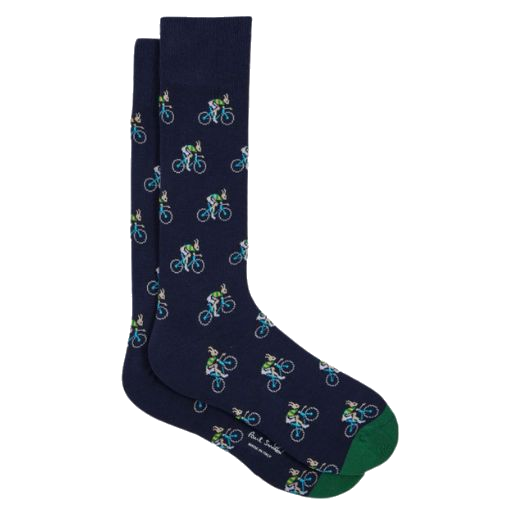 This Novelty Rabbit on Bike Men's Cotton Blend Socks 3Pack by Paul Smith makes a great gift for him and has a fun novelty design with rabbits.