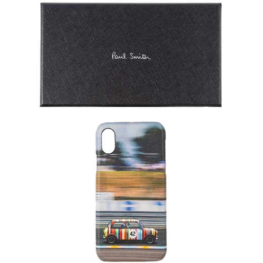 This Paul Smith Racing Mini Print iPhone X Case will be presented inside a black gift box.