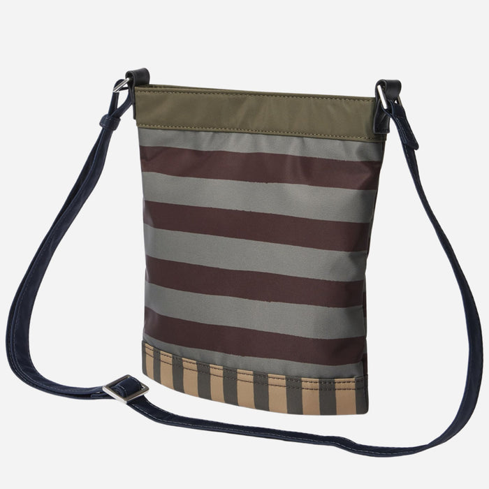 Back view of the Paul Smith Recycled Nylon Multistripe Musette Bag with Signature Logo Patch.