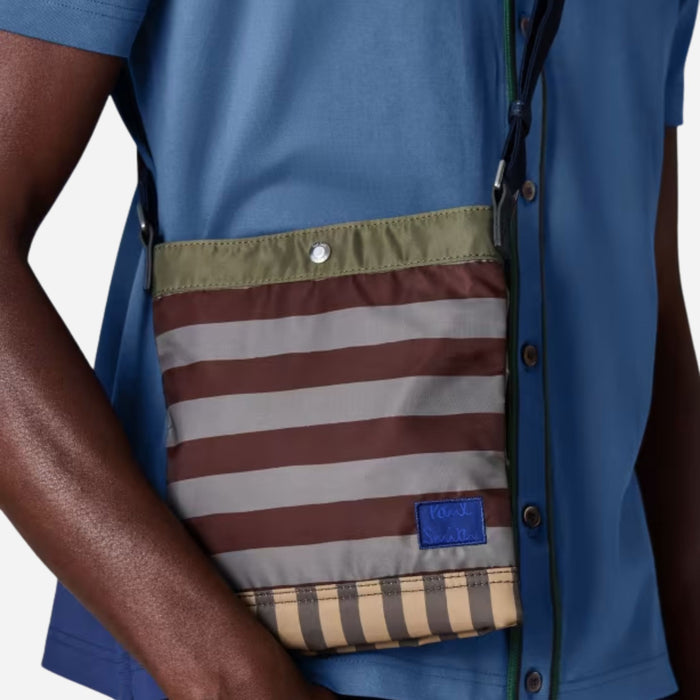 The Paul Smith Recycled Nylon Multistripe Musette Bag with Signature Logo Patch by Paul Smith.
