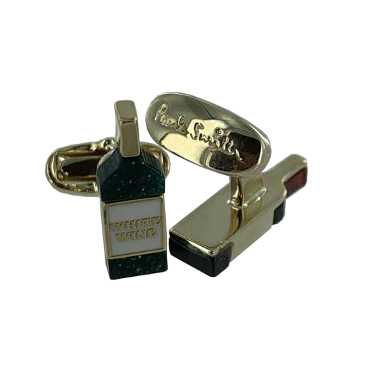 These red and white wine bottle cufflinks come with the Paul Smith brand name engraved on the back.