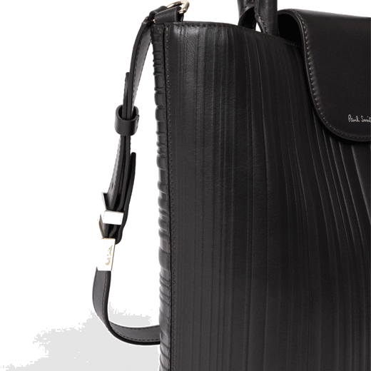 This Shadow Stripe Brown Leather Bucket Bag by Paul Smith comes with a detachable shoulder strap in matching brown leather and two grab handles.