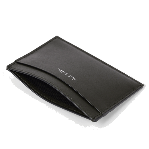Paul Smith's Shadow Stripe Dark Green 3CC Leather Card Holder is made from smooth Italian leather.