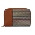 Paul Smith's Signature Stripe Coated Canvas Zip-Around Purse has polished gold hardware including the zip pull that is engraved with the signature of Paul Smith.